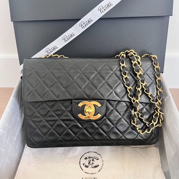 CHANEL Handbags - 100% Authentic CHANEL Vintage XL Flap in Quilted Lambskin 24k Gold Plated